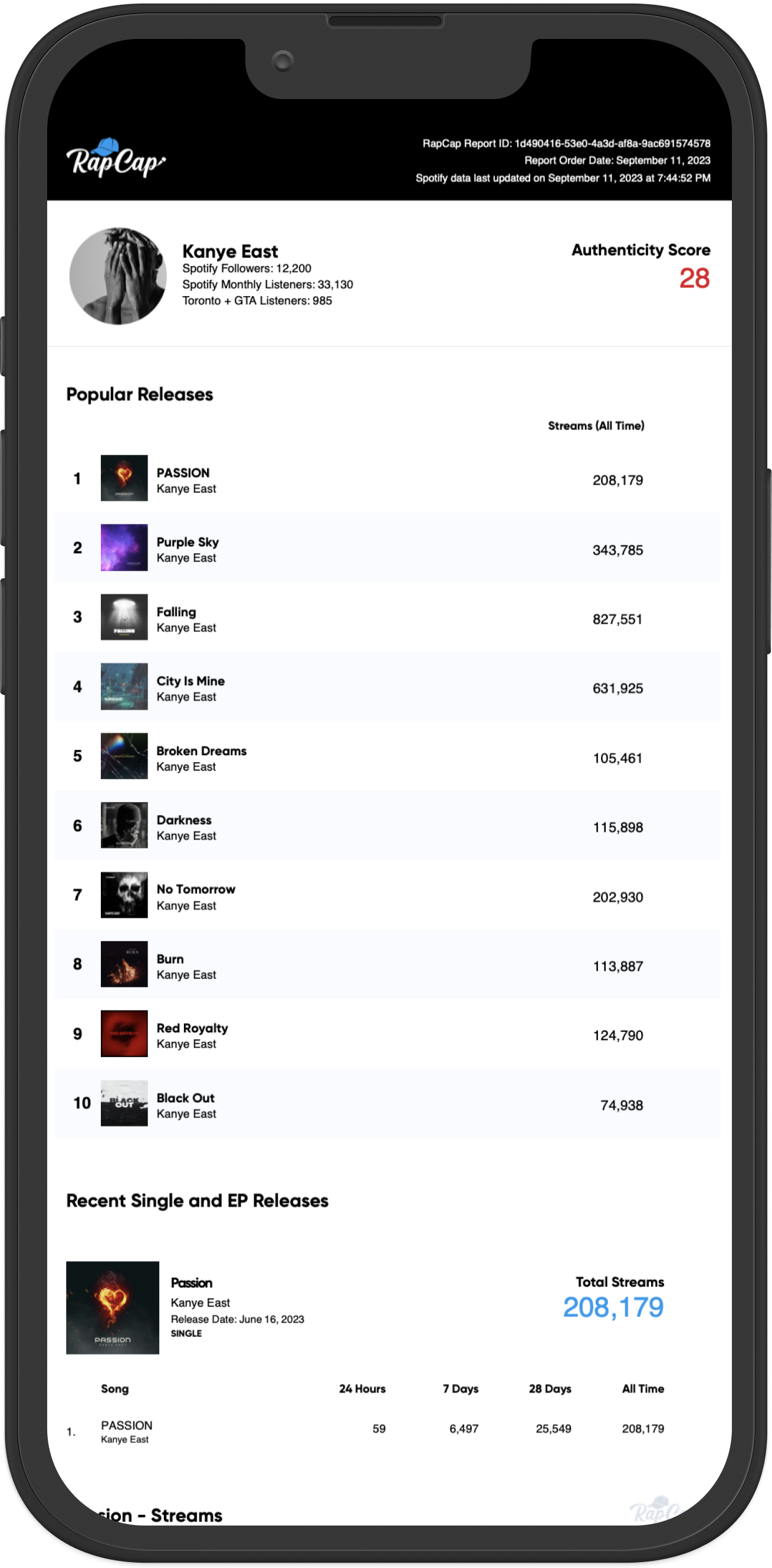 iPhone RapCap Report